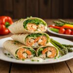 Final presentation of Grilled Shrimp Caesar Wraps served elegantly on a plate, ideal for a delicious and nutritious meal.