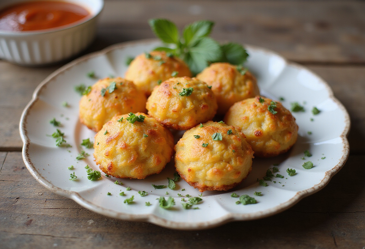 Delicious Mashed Potato Cheese Puffs served on a plate, showcasing their crispy texture and cheesy flavor, perfect for any appetizer or snack.