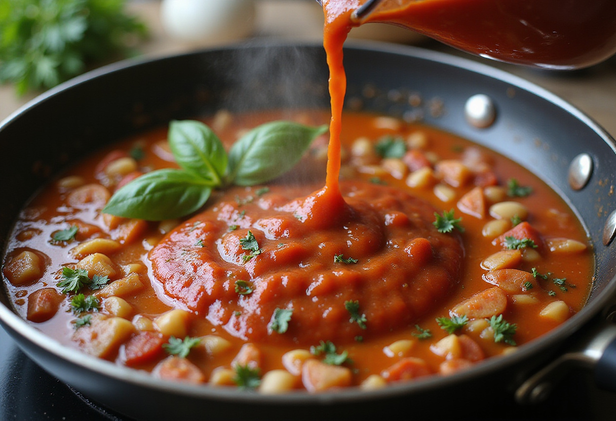 Incorporating tomato sauce and fresh herbs into the ground beef stir-fry for a zesty Mediterranean flavor.