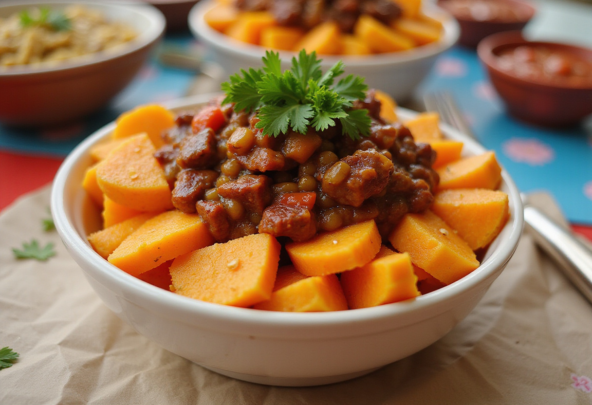 Assembling Sloppy Joe Sweet Potato Bowls with vibrant ingredients, highlighting a wholesome meal ready to enjoy.