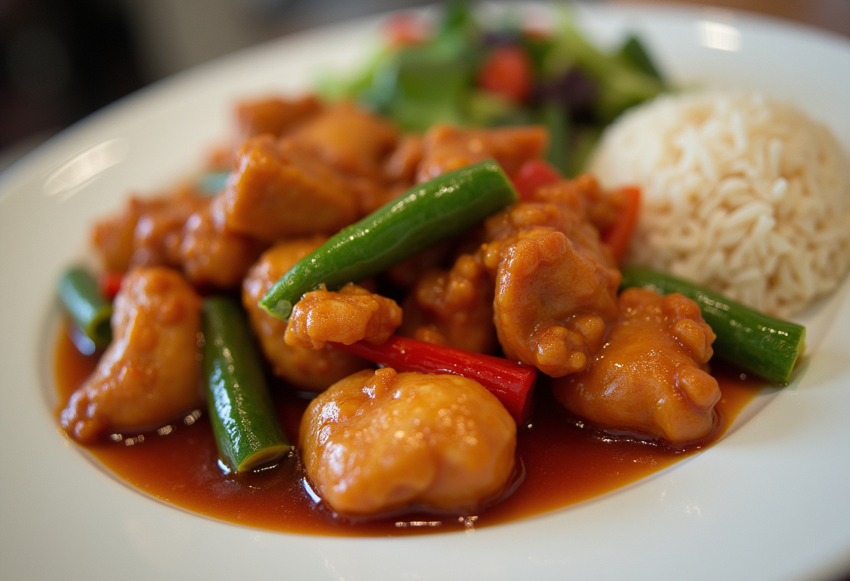 Delicious and visually appealing Sweet Chili Chicken served elegantly, highlighting the exquisite flavors and colors of this mouthwatering recipe.