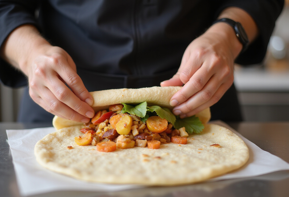 Rolling sweet chili halloumi wraps with the perfect balance of fillings for a delicious meal.