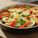 Final presentation of the Ultimate High-Protein Veggie Bake with Cottage Cheese, a nutritious and colorful meal ready to serve.