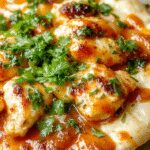A vibrant buffalo chicken flatbread topped with shredded chicken coated in spicy buffalo sauce, melted cheese, thinly sliced green onions, and blue cheese crumbles, all arranged on a rustic wooden platter with a crispy, golden crust visible.
