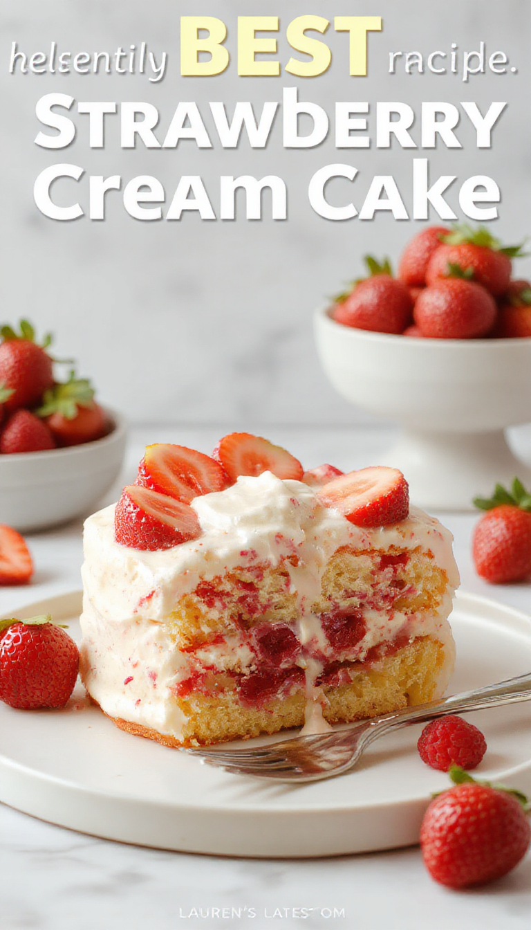 The BEST Homemade Strawberry Cream Cake – Lauren’s Latest | Recipe | Strawberry cake recipes, Cake r