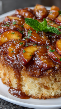 Peach Cake with Brown Sugar Frosting