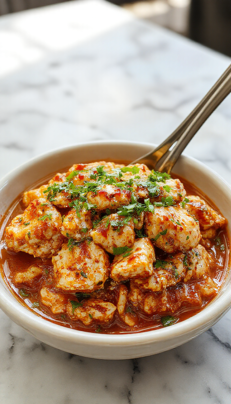 A vibrant Bang Bang Chicken Bowl featuring crispy fried chicken pieces topped with a creamy, spicy sauce, garnished with green scallions and sesame seeds, served over a bed of fresh mixed greens and colorful vegetables in a white bowl