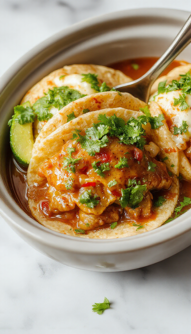 A close-up of golden-brown birria tacos filled with tender meat and melted cheese, garnished with chopped onions and fresh cilantro, served on a rustic plate with a side of rich red sauce, highlighting the crispy edges and flavorful ingredients.