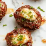 A close-up shot of golden-brown Cowboy Butter Steak Bites arranged on a rustic wooden platter. The steak pieces are glistening with melted butter and herb seasoning, garnished with chopped parsley. The background features a grill, with a few steak bites on skewers, and a drizzle of sauce highlighting their juicy interior. Plate presentation emphasizes the mouth-watering texture and rich color of the meat.
