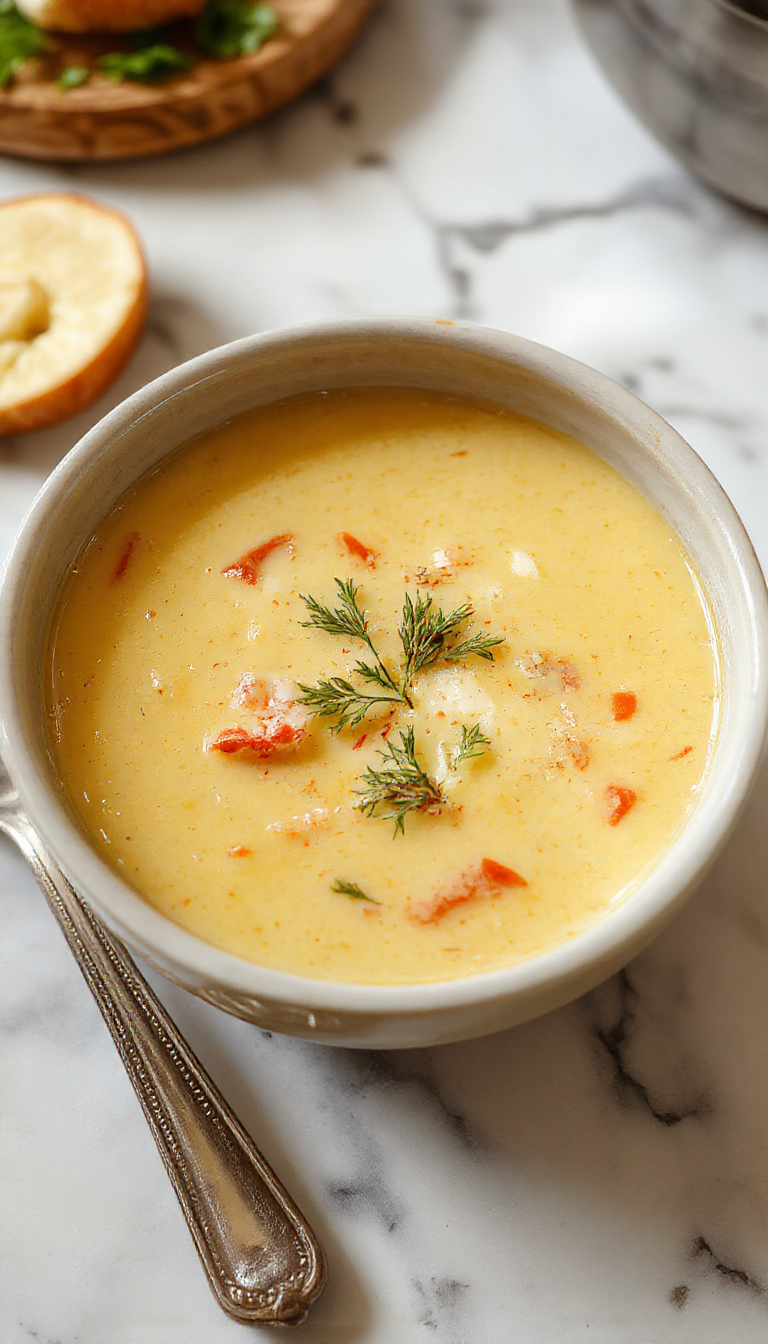A steaming bowl of Italian Penicillin Soup with a golden broth, garnished with fresh herbs and topped with a swirl of olive oil. Visible ingredients include tender pieces of chicken, hearty beans, and vegetables like carrots and celery. The bowl rests on a rustic wooden table, with a spoon partially submerged, inviting warmth and comfort.