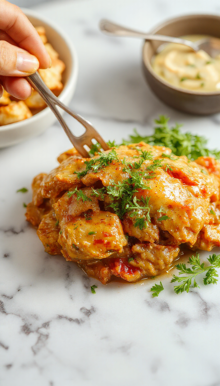 A creamy, golden-brown butter chicken served in a white bowl with a rich sauce, garnished with fresh cilantro, alongside steamed rice on a rustic wooden table, with a spoon resting in the dish and a sprig of cilantro for garnish.