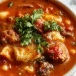 A rustic ceramic bowl filled with Tuscan ribollita soup featuring hearty chunks of kale, white beans, and crusty bread on top, drizzled with olive oil, set against a wooden table with fresh ingredients around.