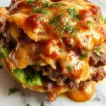 A steaming bowl of homemade Hamburger Helper featuring seasoned ground beef, pasta, and melted cheese, garnished with fresh herbs on a rustic wooden table.