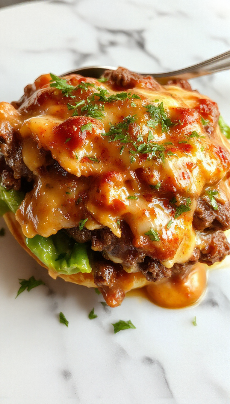 A steaming bowl of homemade Hamburger Helper featuring seasoned ground beef, pasta, and melted cheese, garnished with fresh herbs on a rustic wooden table.