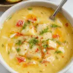 A steaming bowl of vibrant green cabbage fat-burning soup garnished with fresh herbs. The soup is served in a white bowl with visible chunks of cabbage, carrots, and celery, with a rustic wooden table as the backdrop. The soup's rich, colorful ingredients create an inviting and wholesome appearance.