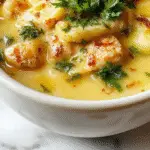 A steaming bowl of vibrant green cabbage fat-burning soup garnished with fresh herbs, surrounded by chopped vegetables and herbs on a rustic wooden table