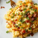 A vibrant, close-up image of a Cheesy Taco Rice Skillet on a rustic wooden table. The skillet is filled with fluffy white rice, seasoned and topped with melted gooey cheese, seasoned ground beef, diced tomatoes, and fresh chopped cilantro. The cheese is bubbling and slightly browned around the edges, with colorful toppings adding visual contrast. In the background, there are lime wedges and a sprinkle of chopped green onions, creating an inviting, hearty meal presentation.
