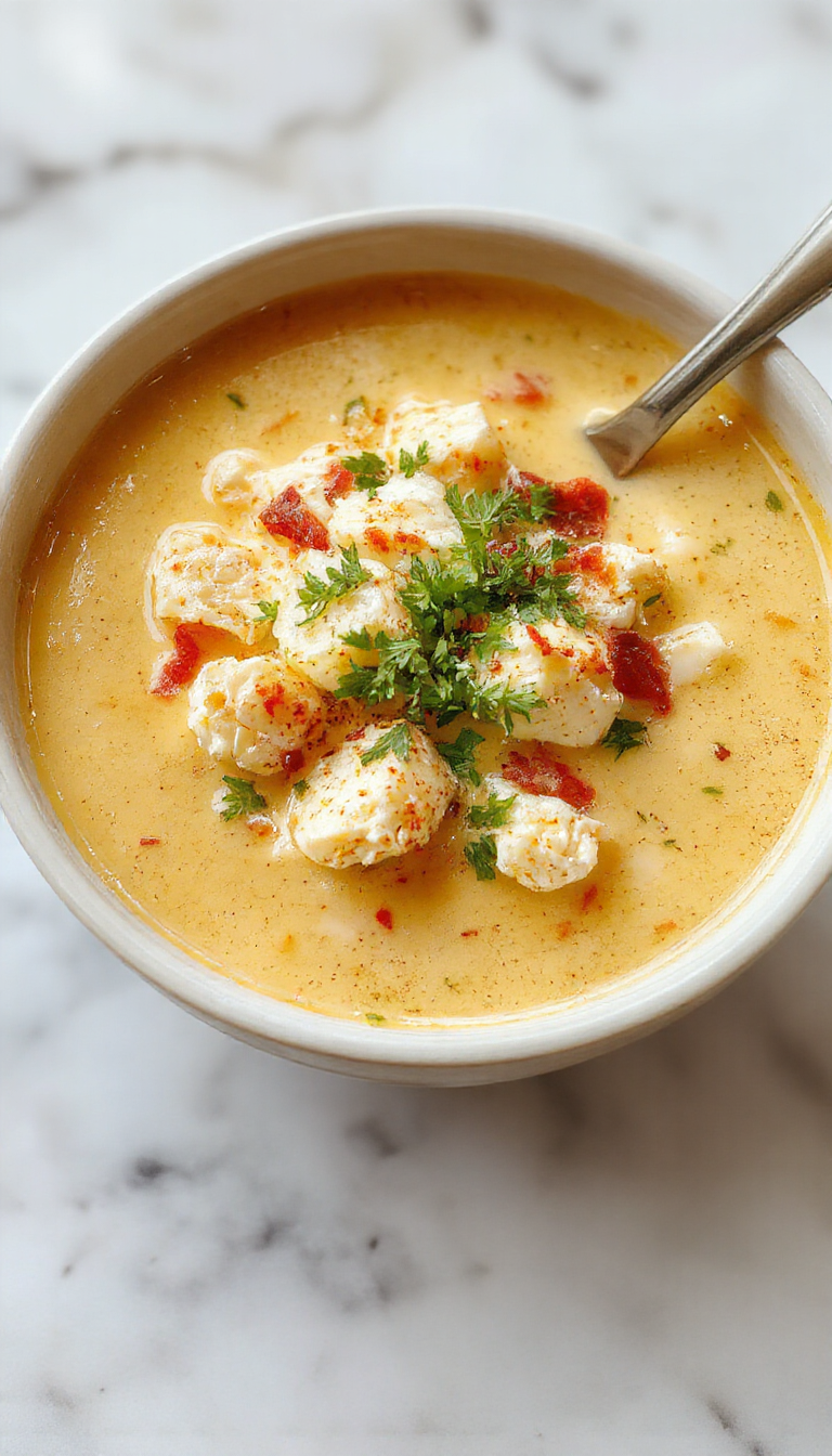 A steaming bowl of creamy chicken tortilla soup garnished with fresh cilantro, shredded cheese, and crispy tortilla strips, surrounded by lime wedges and a side of tortilla chips on a rustic wooden table.