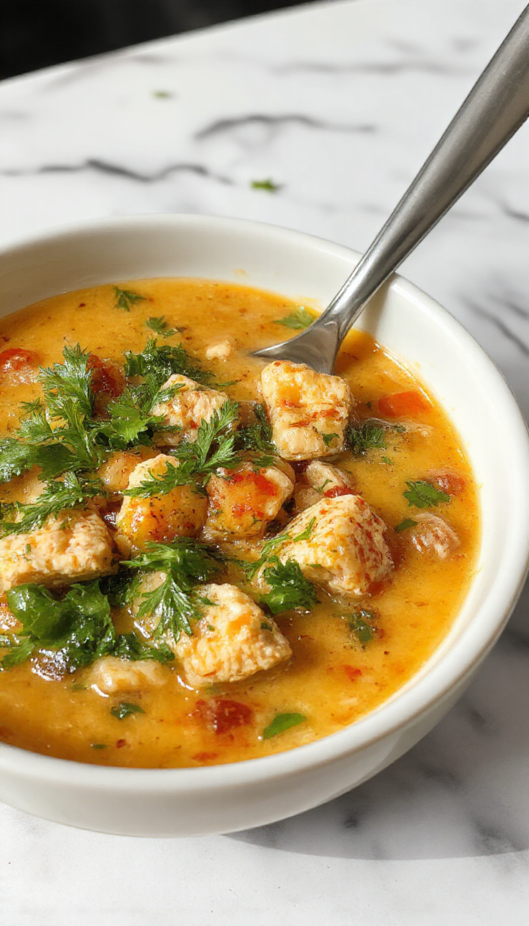 A steaming bowl of Italian Ground Turkey Soup featuring tender pieces of ground turkey, vibrant vegetables like carrots and spinach, with herbs and spices, garnished with fresh parsley, served in a rustic white bowl atop a wooden table.
