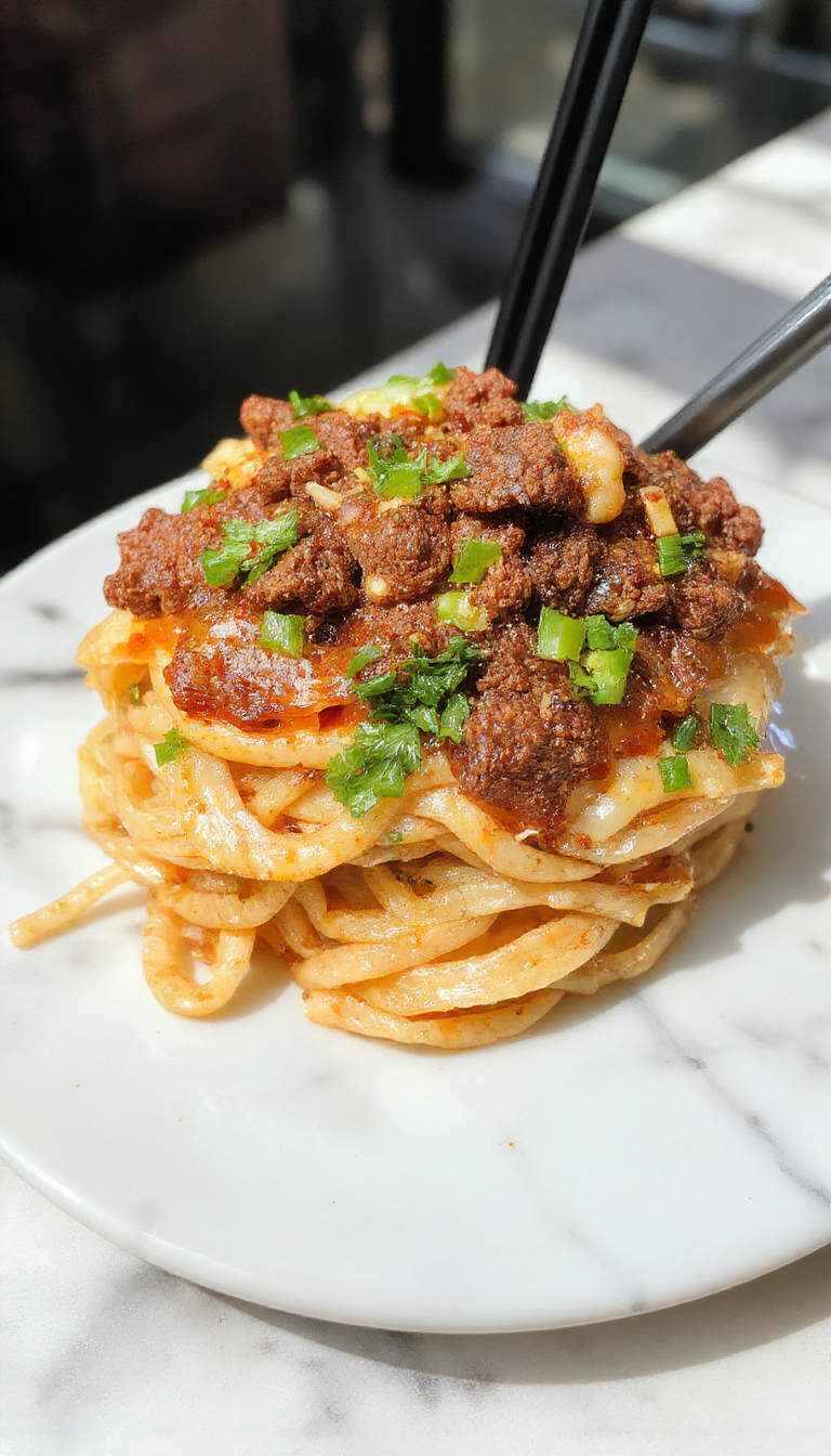 Mongolian Ground Beef Noodles