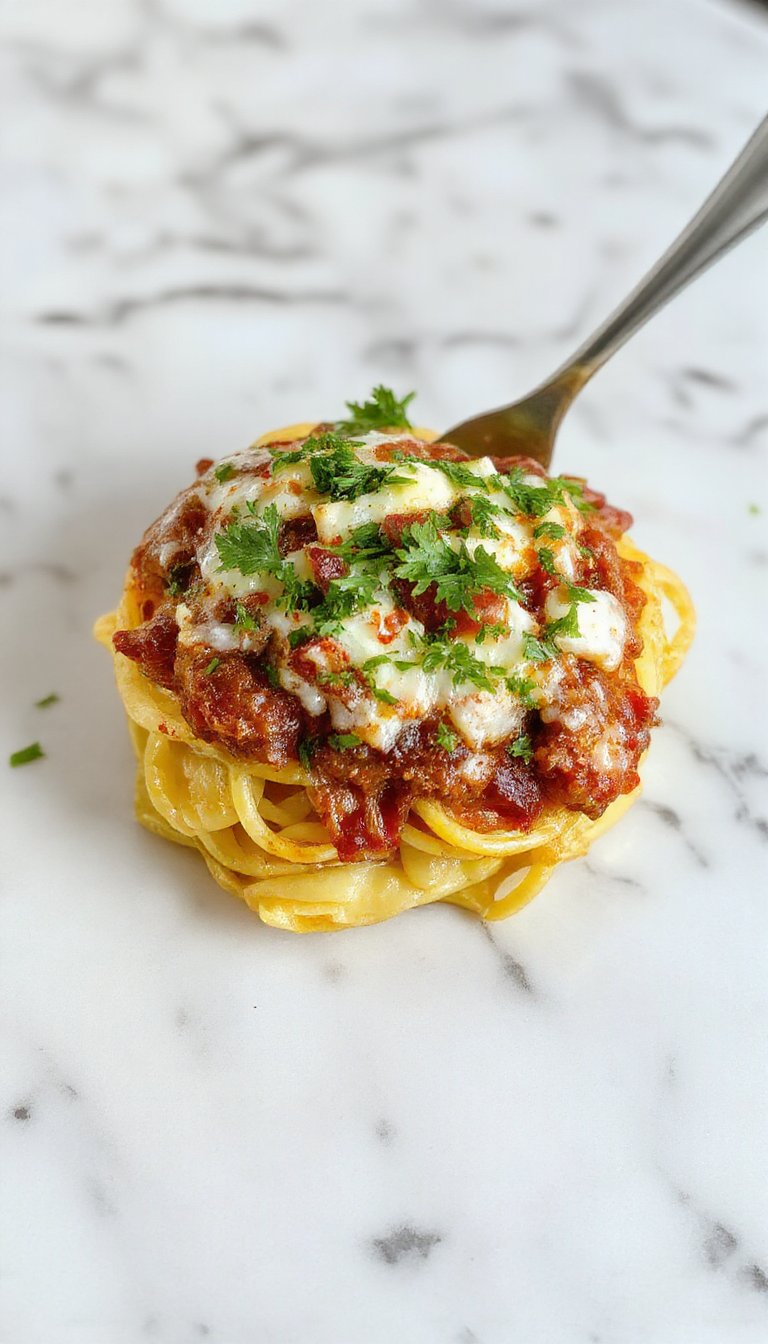 A close-up of a vibrant bowl of taco pasta showcasing colorful ingredients, including seasoned ground meat, wilted lettuce, shredded cheese, and diced tomatoes, all mixed with shell pasta and garnished with fresh cilantro. The dish is presented on a rustic wooden surface with a sprinkle of cheese and herbs on top, accentuating the creamy, savory textures and appetizing appearance.