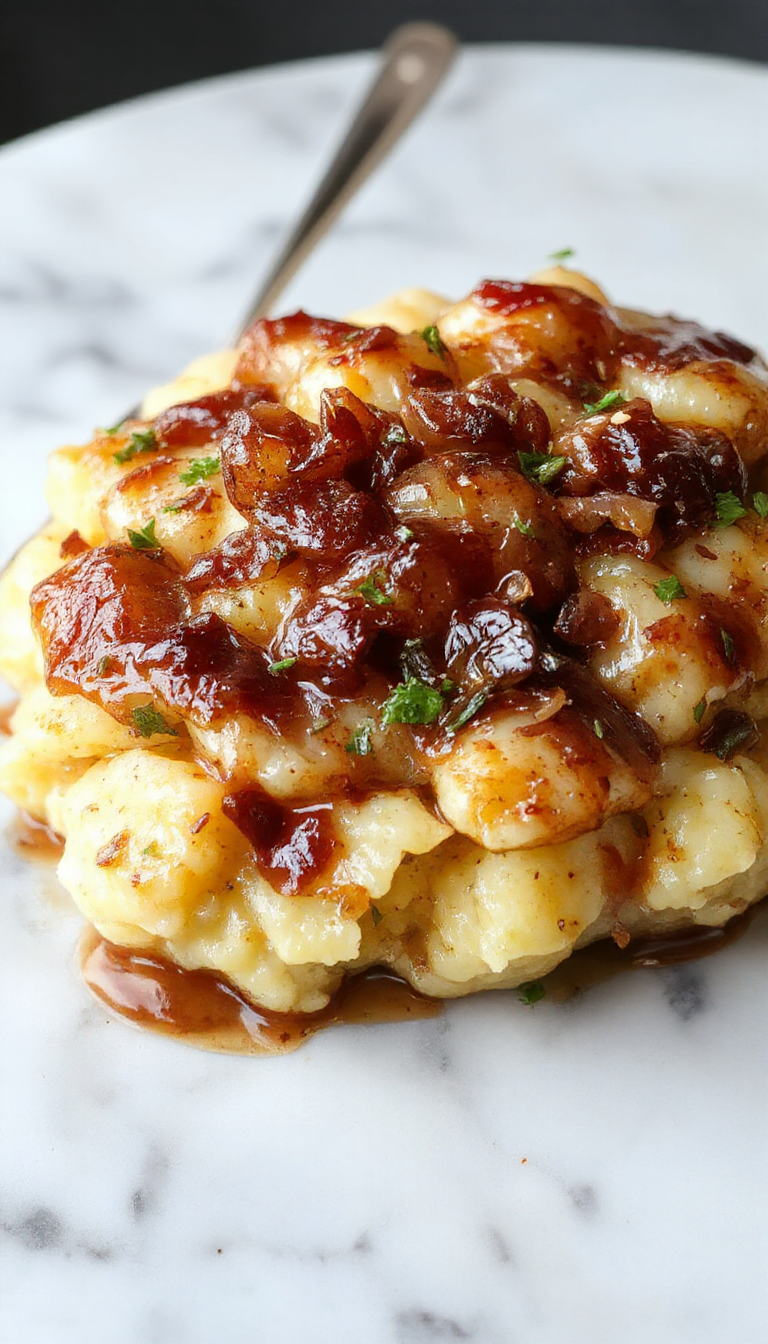 Vegan Caramelized Onion Mashed Potatoes | Short Girl. Tall Order