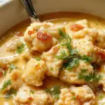 A creamy white chicken chili served in a white bowl, garnished with chopped cilantro and a squeeze of lime, with shredded chicken, beans, and spices visible, accompanied by a spoon and a rustic wooden background.