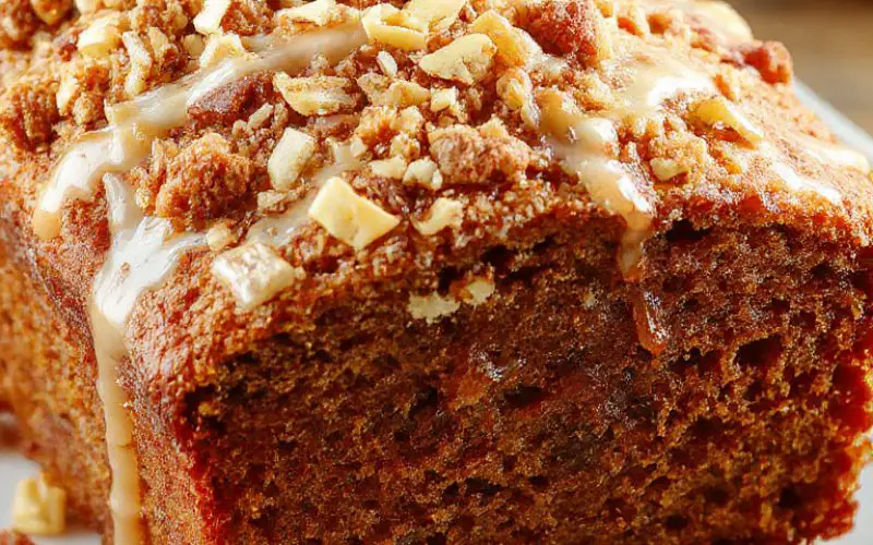 Classic Pumpkin Bread with Streusel Topping and Maple Glaze