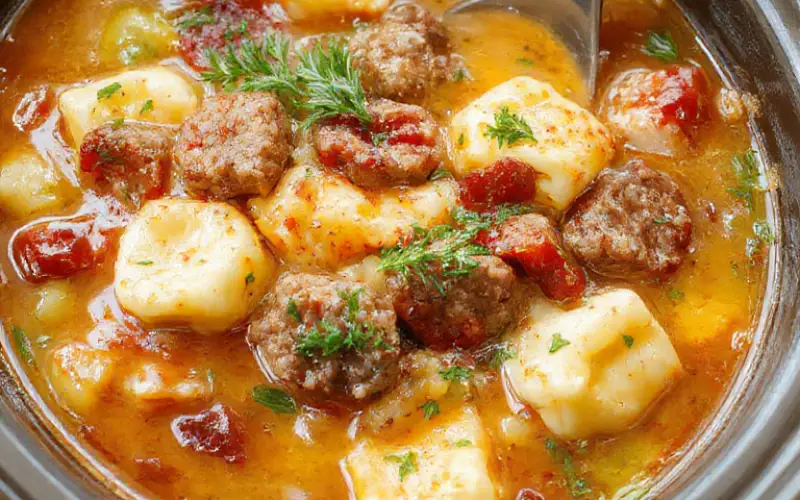 Crockpot Tortellini Soup with Sausage
