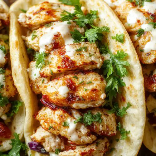 Easy Sheet Pan Chicken Pitas with Fresh Herb Ranch Slaw