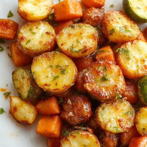 Garlic Herb Roasted Potatoes, Carrots, and Zucchini