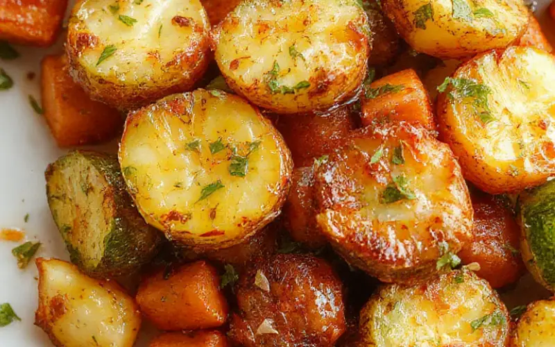 Garlic Herb Roasted Potatoes, Carrots, and Zucchini