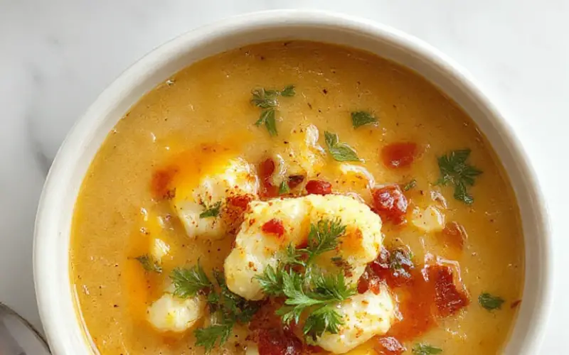 Healthy Mediterranean Cauliflower Soup