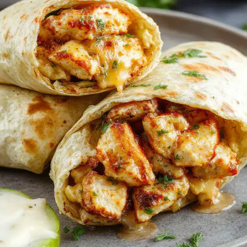 Ooey-Gooey Cheesy Garlic Chicken Wraps You’ll Devour
