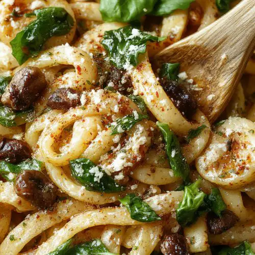 Parmesan Spinach Mushroom Pasta Skillet
