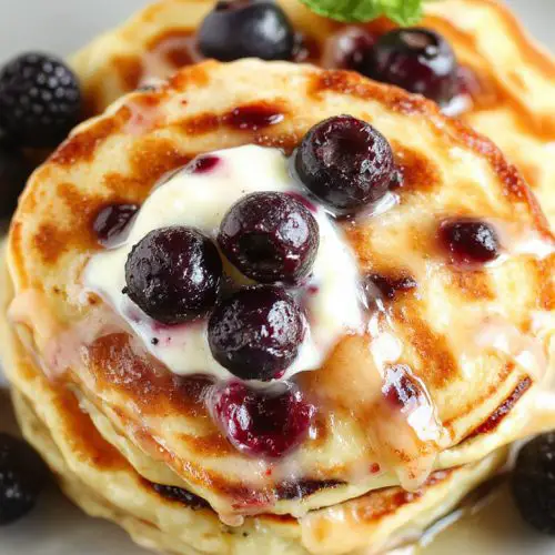 Protein-Packed Greek Yogurt Pancakes with Blueberries