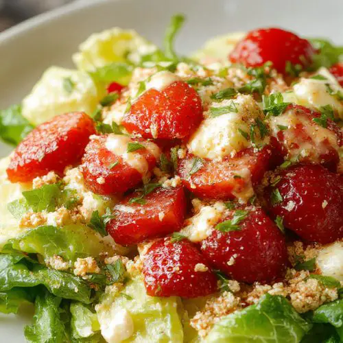 Strawberry Crunch Salad with Champagne Vinaigrette.