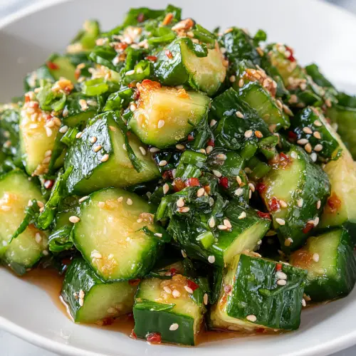 Asiatischer Gurkensalat mit Chili & Sesam