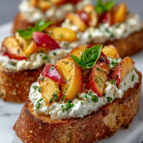 Best Peach Bruschetta With Whipped Ricotta