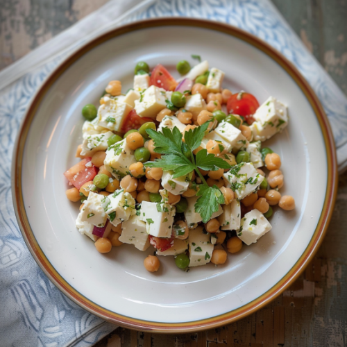Cottage Cheese and Chickpeas Salad