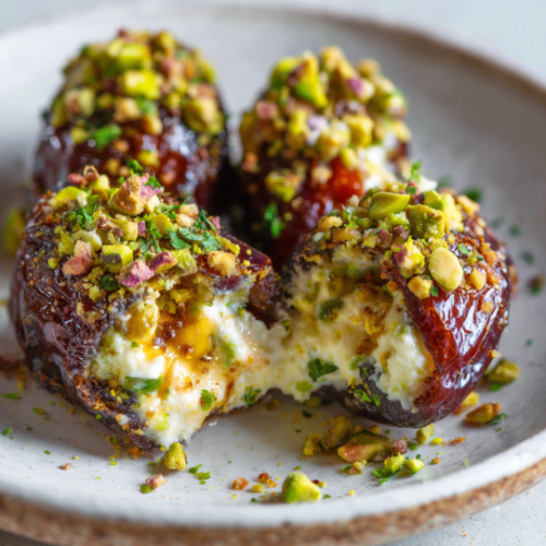 Honey Pistachio Ricotta Stuffed Dates