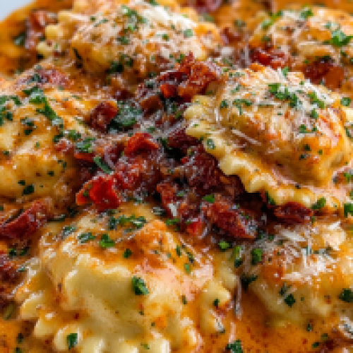 Creamy Tuscan Ravioli Soup