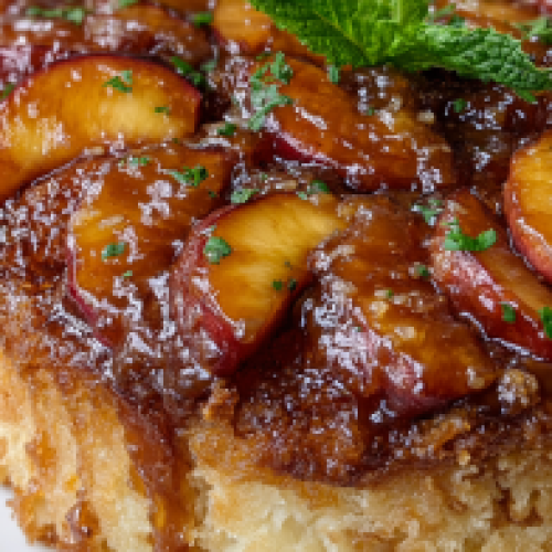 Peach Cake with Brown Sugar Frosting