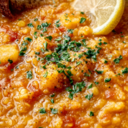 Vegan Lemon Lentil Soup with Turmeric