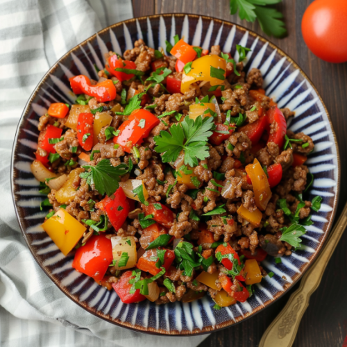 Mediterranean Ground Beef Stir Fry