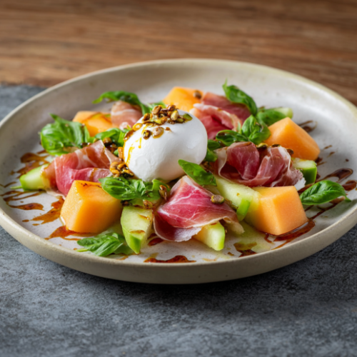 Melon-Burrata-Prosciutto Salad