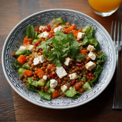 Orientalischer Rote Linsen Salat mit Feta