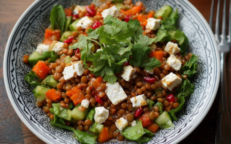 Orientalischer Rote Linsen Salat mit Feta