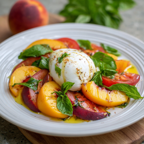 Peach Tomato Burrata Salad
