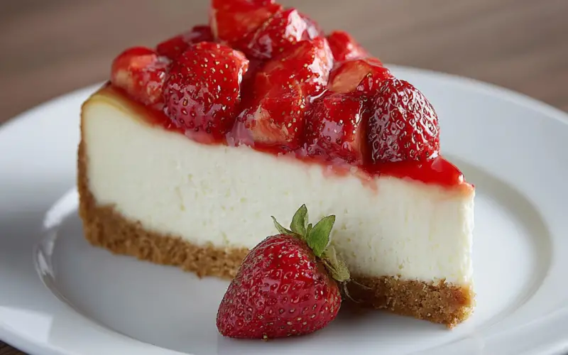Simple Strawberry Cheesecake with Fresh Strawberries